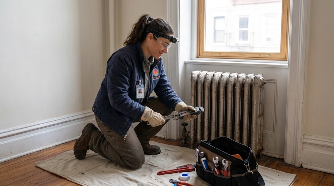Steam radiator valve replacement and repair in Greenpoint, Brooklyn